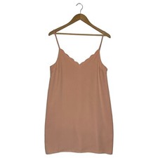 Kimchi Blue Dress Womens M Mini Scalloped V Neck Spaghetti Strap Lined Pink