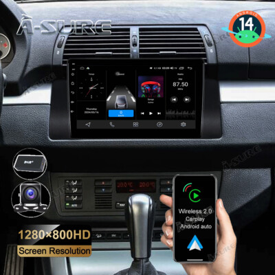 DAB+ Android 14 Autoradio GPS WIFI Apple CarPlay Kam Für BMW E53 X5 5ER E39 E38
