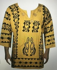 Men women Mud cloth Vintage dashiki Shirt African Blouse Organic Cotton One Size