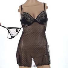 Rene Rofe Chemise Thong Lingerie Dress Set Medium