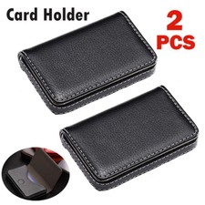 2X Business Card Holder - PU Leather, Slim Professional Case, Magnetic Closure