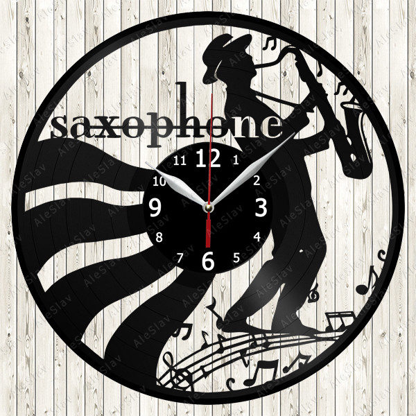 Saxophone Music Vinyl Record Wall Clock Decor Handmade 1784
