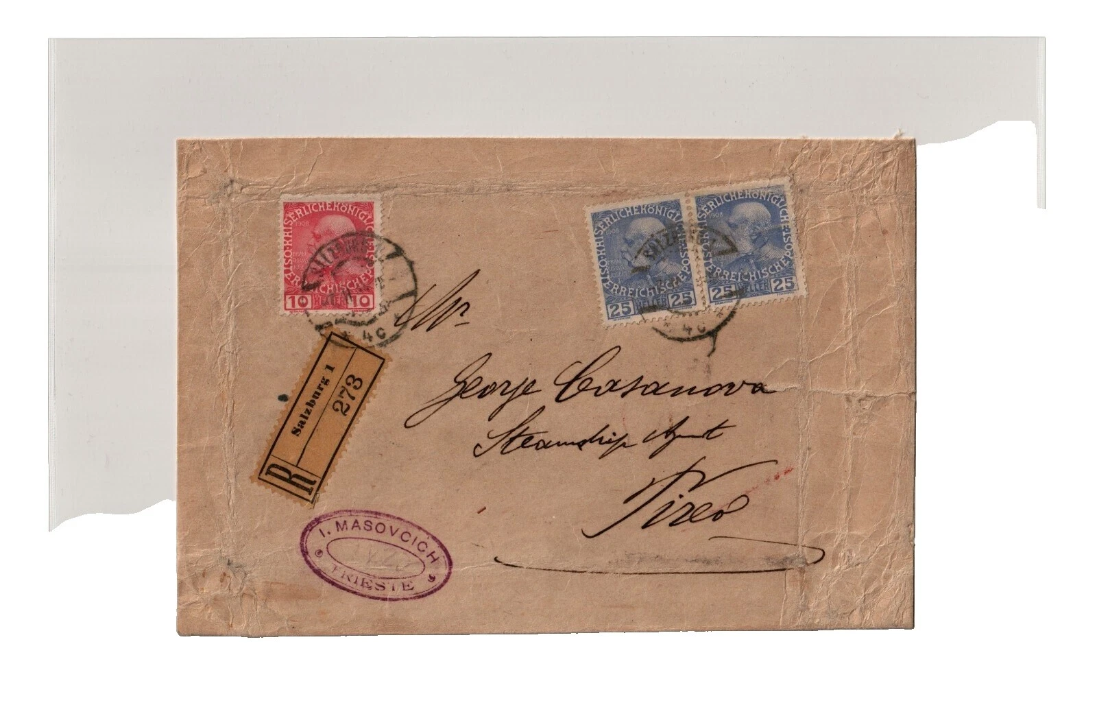 Handstamped Used Cover Austrian Stamps