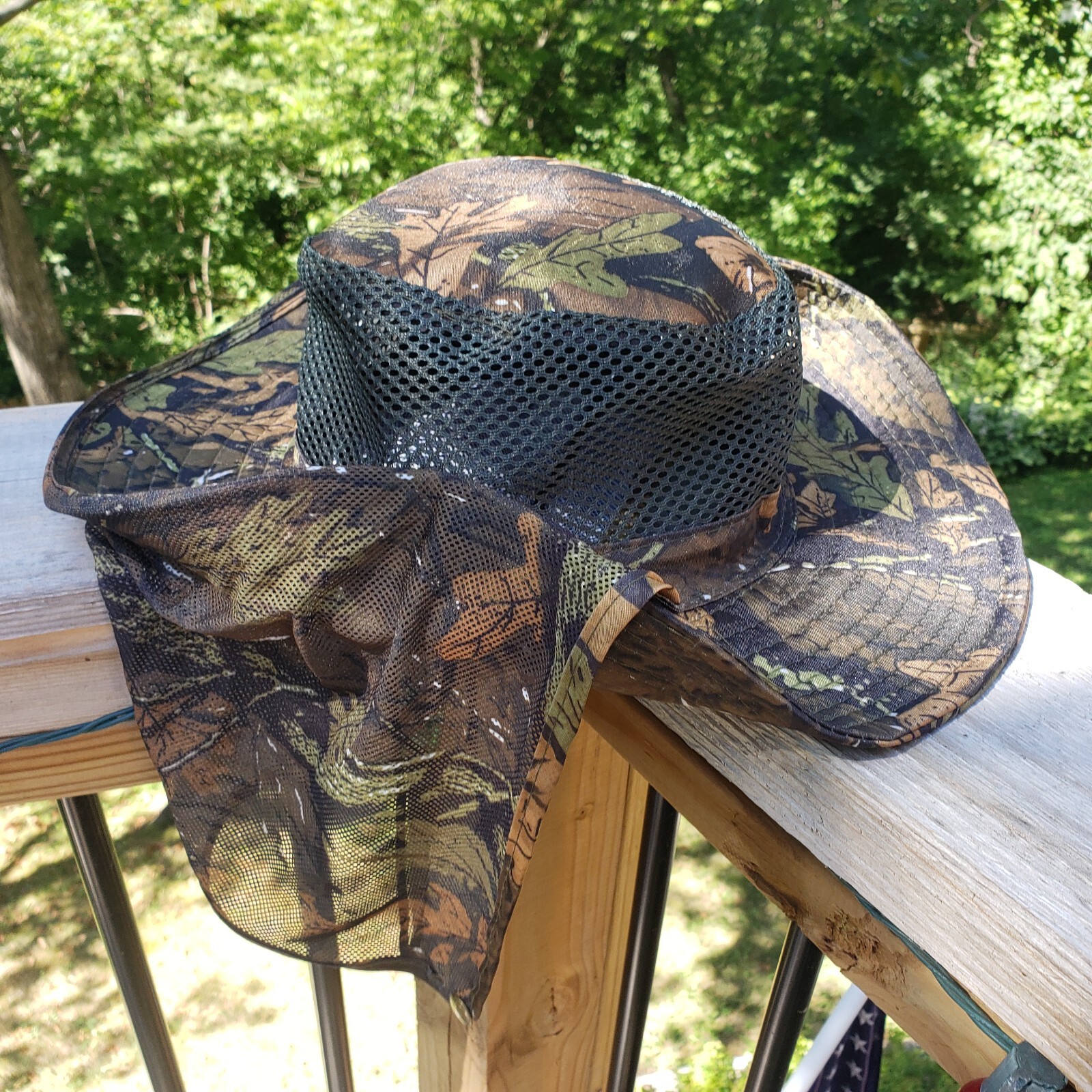 Summer Wide Brim Mesh Safari/Outback Hat W/Neck flap - Digital Camo