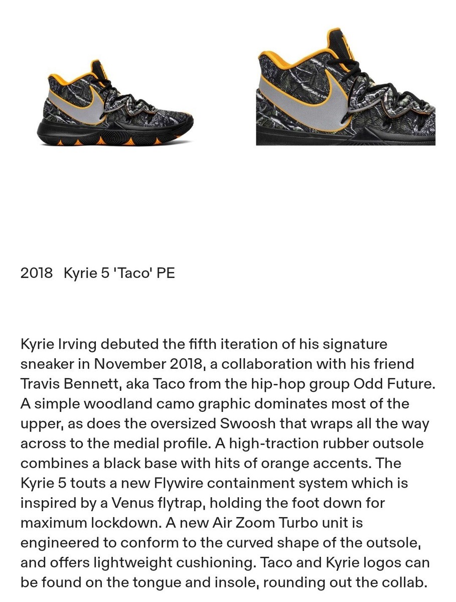 Nike Kyrie 5 Taco AO2918-902 Size 9.5 Brand New | eBay