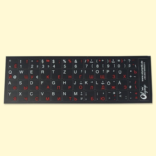 Russische Tastaturaufkleber Transparent – Mit Roter Schrift, Für Desktop & Laptop, Einfach Anzubringen