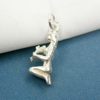 Virgo Zodiac Sign Solid 3D Charm Pendant Genuine 925 Sterling Silver - ZA09
