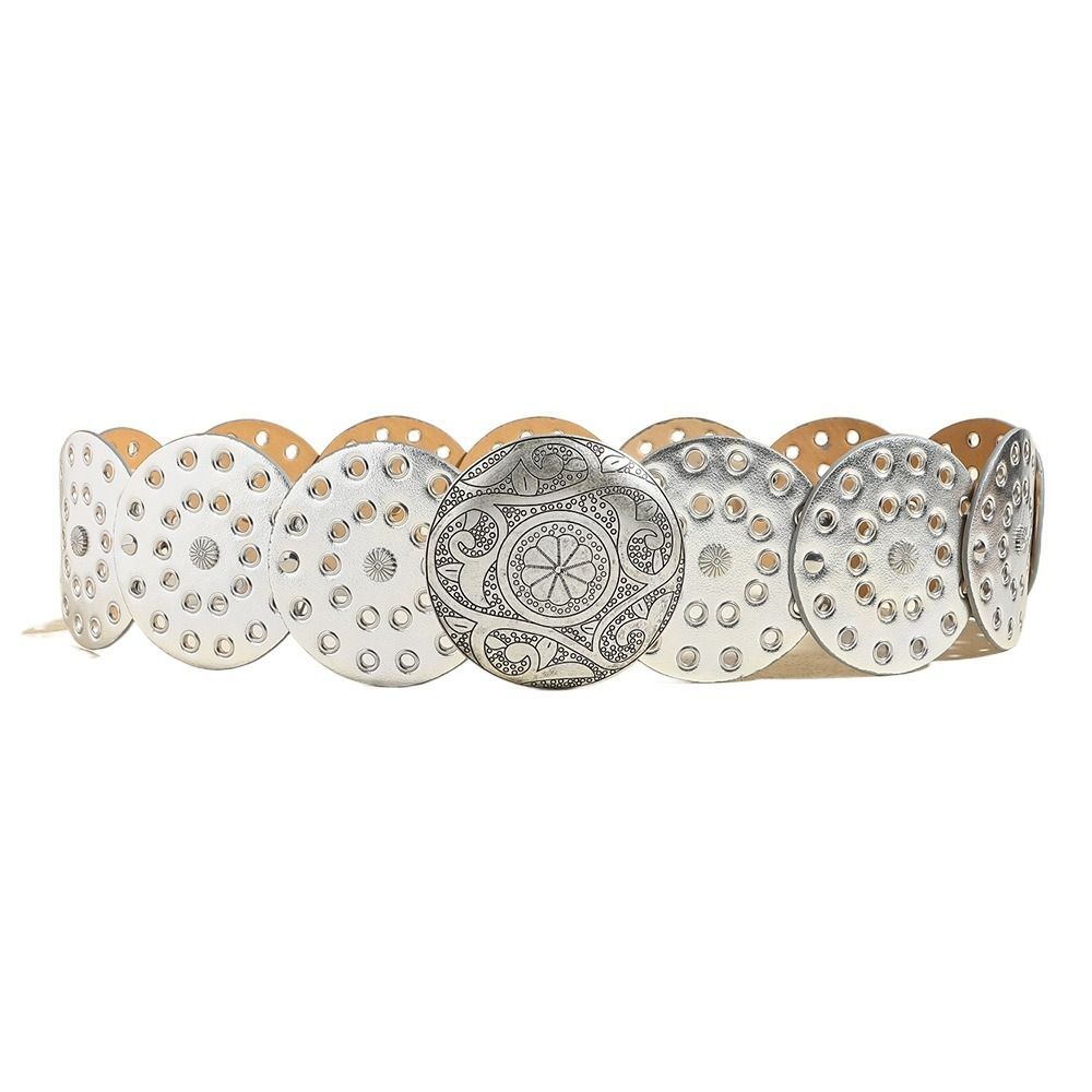 Round Hollow Belt Vintage Disc Wide Belts Metal Buckle  display picture 2