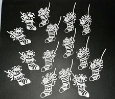   5 HOLIDAY STOCKINGS cardstock paper die cut embellishments CHRISTMAS