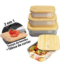 4-teiliges Glasdosen Set mit Bambusdeckel