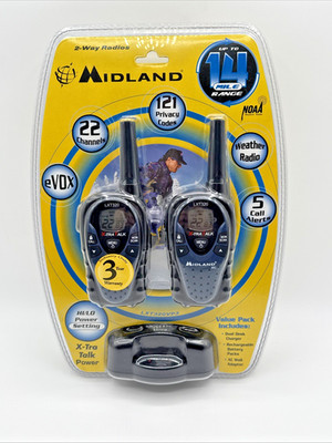 NEW Midland LXT320VP3 2-Way radios 14 Mile Range Walkie Talkie NOAA Weather 2-Pk