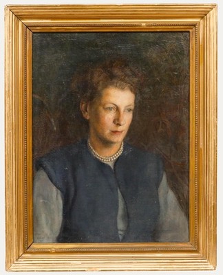 John Walton RP (1925-2023) - 1950 Öl, Dame In Blau.