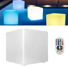 16" LED Light Cube Stool Chair 16 RGB Colors Rechargeable w/ Remote Control 5W
