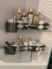 Corner Shower Organizer Caddy, 2 Shelves Included, Stainless Steel - No Drilling