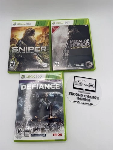 Xbox 360 Defiance Sniper Ghost Warrior Medal of Honor Games Bundle Complete