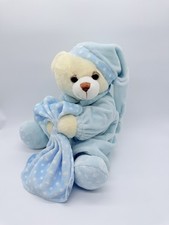Aurora World Blue Teddy Bear Plush With Blanket No Sounds