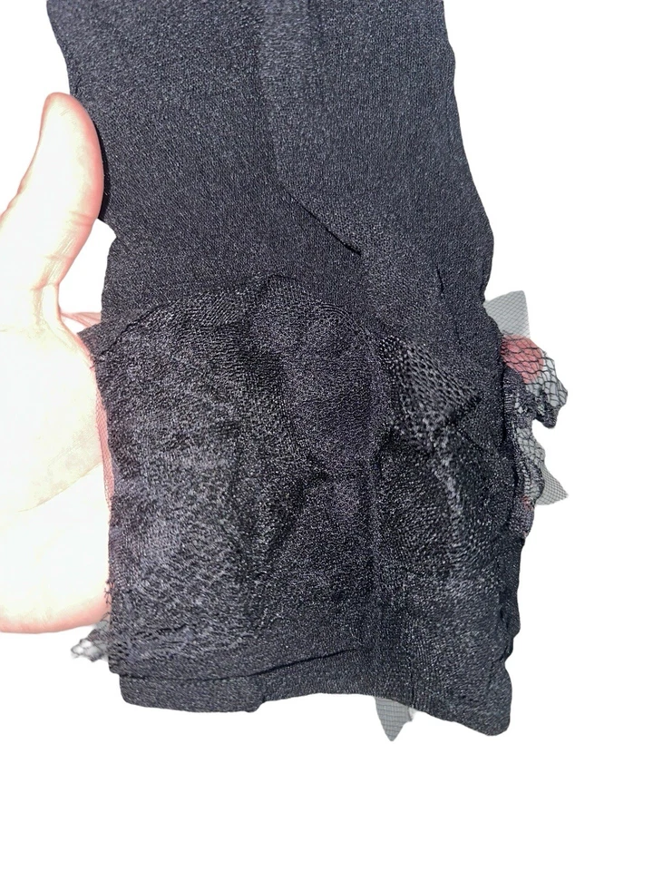 Leggings de nailon semi transparentes Krista Larson para mujer OS negro detalle de encaje caprichoso  Foto 2 de 4