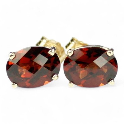 Mozambique Garnet, 14KY Gold Post Earrings, E002