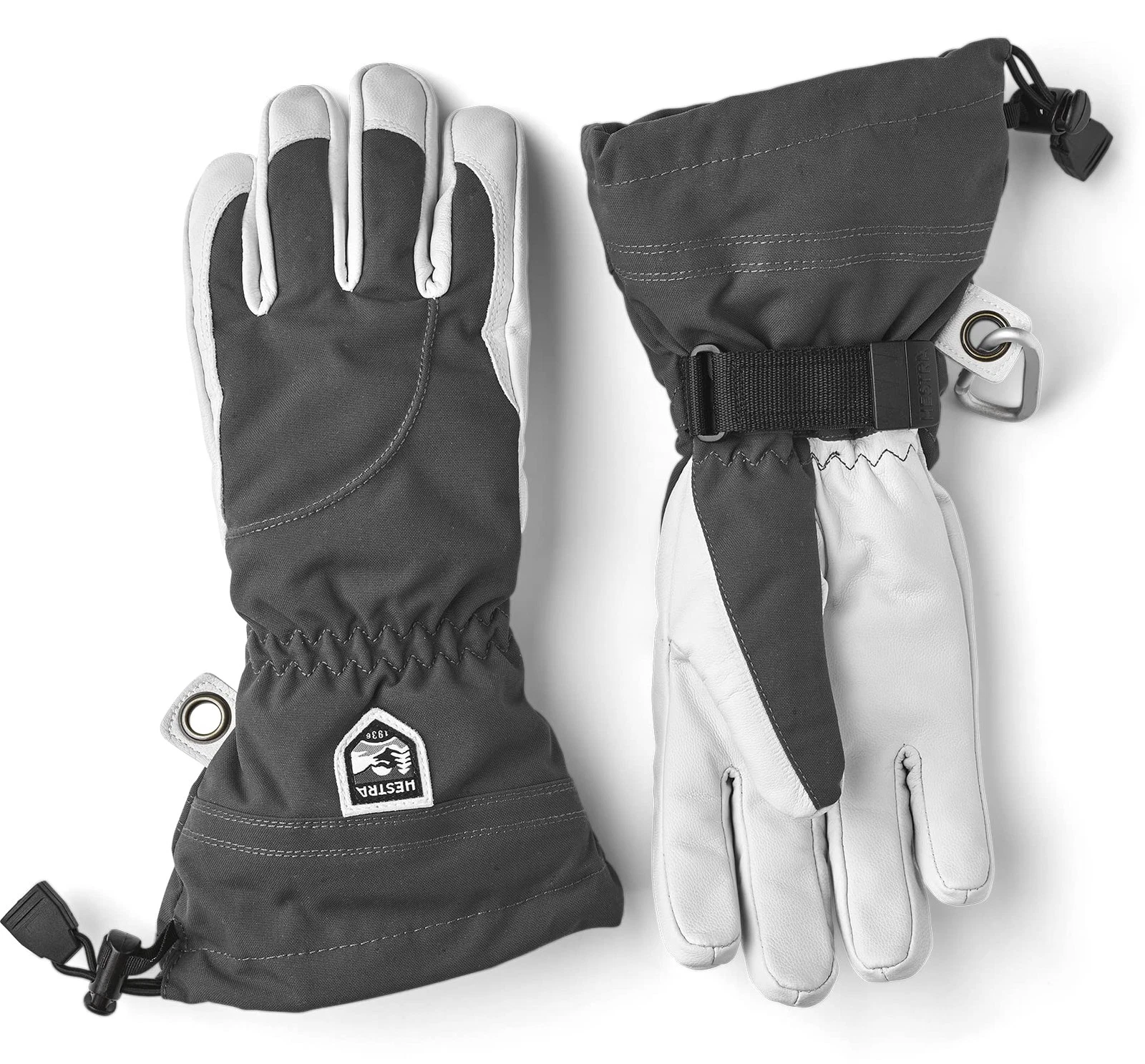 Women's Heli Ski Female Glove, 5-Finger Leather Snow Glove for Skiing,