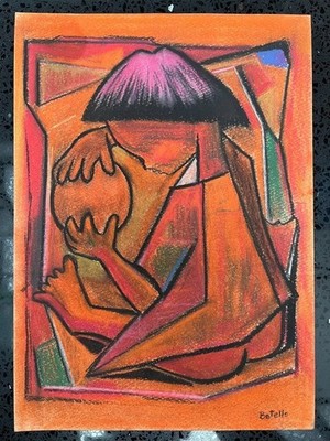 Amazing Spanish Drawing on paper (Handmade) signed and stamped mixed media.