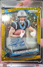 2025 Panini Prizm No Huddle Tetairoa McMillan (RC) #311 Gold Disco 04/10 Auto 