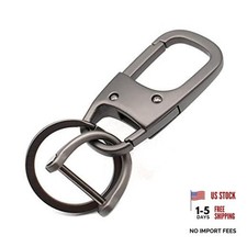 Metal Keychain Car Fob Key Chain Holder Clip with Detachable Valet Gunmetal