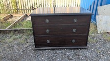 Antique deep chest of 3 drawers on flat bun feet (no key) LBE100825B