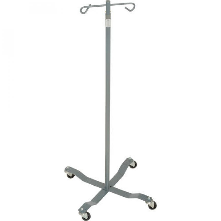 Drive Medical Removable Top IV Pole 2-Hook 4-Leg Weighted Base Silver Vein
