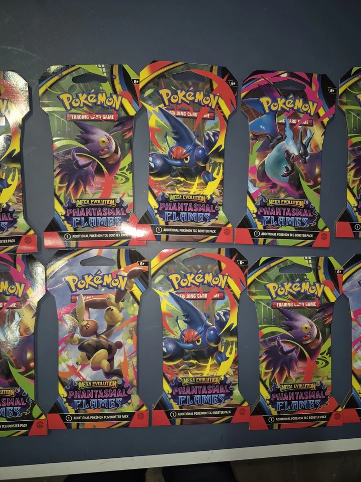 批量 10 张 Pokémon Mega Evolution Phantasmal Flames 密封未开封卡 — 第 3/4 张图片