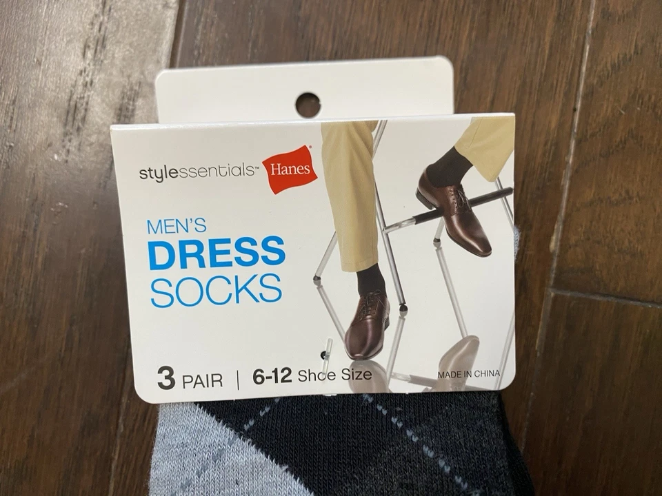 NUEVO CON ETIQUETAS 3 pares de calcetines de vestir Hanes Performance para hombre talla 6-12, patrón-Argyle C81/3 Foto 3 de 4