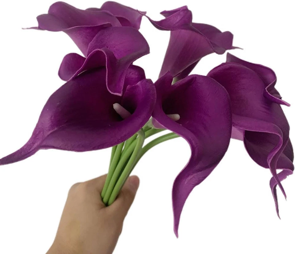 10Pcs Calla Lily Lataex Real Touch Flower Bridal Wedding Bouquet for Wedding Gar - Image 3 of 4