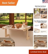 Breathable Linen Cat Hammock - 3-in-1 Perch for Windows, Bedside  Floor