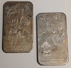 (2) 1 oz .999 Silver 1989 USA National Art Bars ~Season's Greetings/Christmas