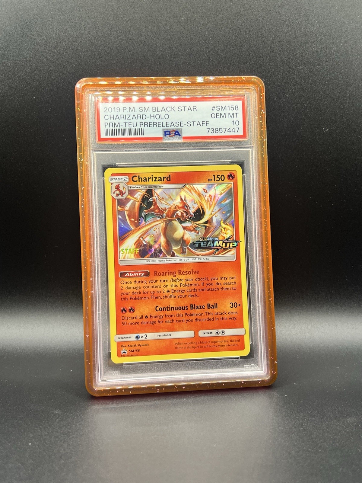 2019 Pokémon S&M Black Star Promo Team Up Charizard #SM158 PRLS-STAFF PSA 10
