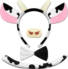 Cow Costume Adult Women - Cow Ears Headband Nose Tail Bow Tie for Adult Woman, C