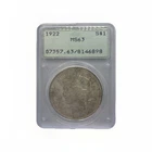 1922 $1 MS63 - Silver Peace Dollar - PCGS OGH Vintage Rattler Slab
