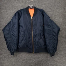VINTAGE Rothco Jacket Mens Large Blue MA-1 Intermediate Flyers Reversible Bomber