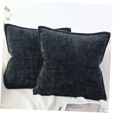 18x18 Chenille Pillow Covers Set of 2  Farmhouse 18" x 18" Pack of 2 Black