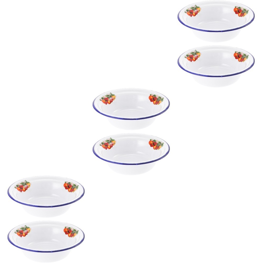 6 Stcs Getreideschalen Vintage White Bowls Emailware Round Bauernhaus