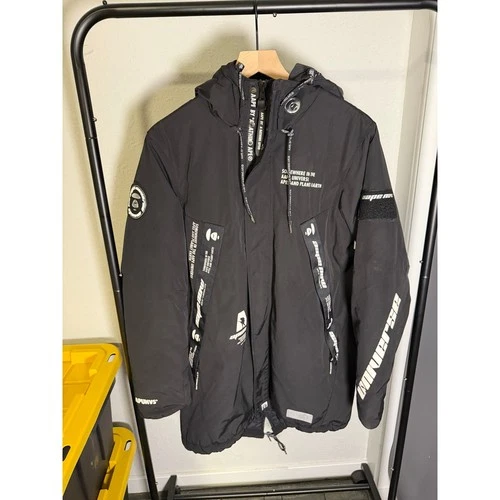 AAPE By A Bathing Ape Universe Hooded Parka Jacket Black Mens Size Medium - product listing photo