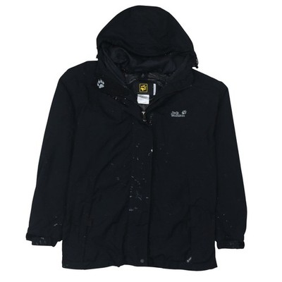 Jack Wolfskin Unisex Schwarz L Wasserdicht Parka Jacke Kapuze Outdoor