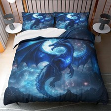 Moonlight Dragon Duvet Quilt Cover Set  Pillowcases Twin Full Queen King Decor