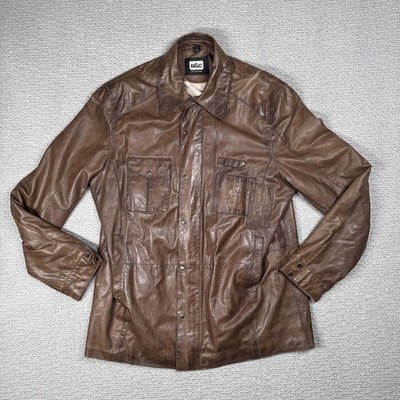 B&C Bod & Christensen Leather Jacket Woman's Large Brown Button Up