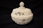 Vintage Fenton Milk Glass Lidded Candy Dish Hand Painted Signed Cutshaw