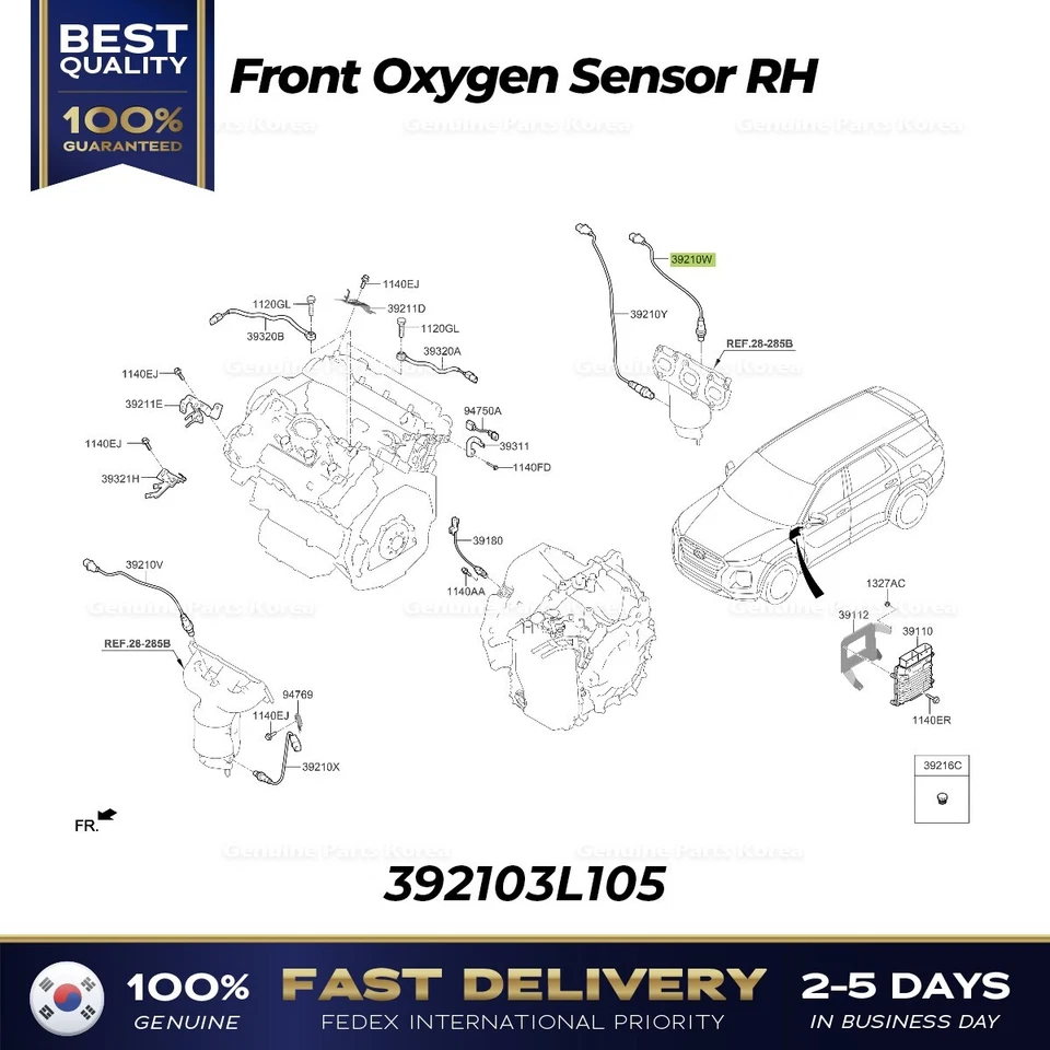 ⭐Genuine⭐ Front Oxygen Sensor RH 392103L105 for Hyundai Palisade Kia Cadenza - Image 3 of 3