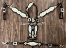 Western Brown Leather Bling Tack Set With Golden Inlay