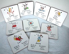 12 dicke Sternzeichen Untersetzer Matchmaking / Trinkspiel - Finde dein Zeichen Match