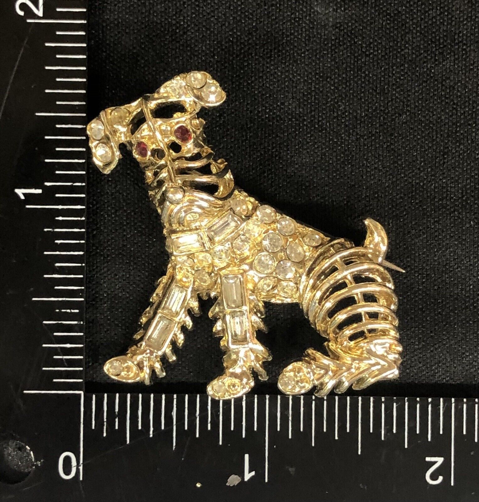 Terrier Brooch Dog Schnauzer Pin Rhinestones Bagu… - image 6