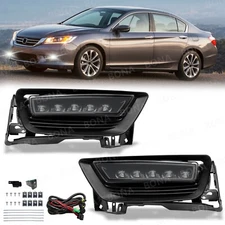 Fog Lights LED Front Bumper Lamps For 2013-2015 Honda Accord 4 DR Sedan+Wiring