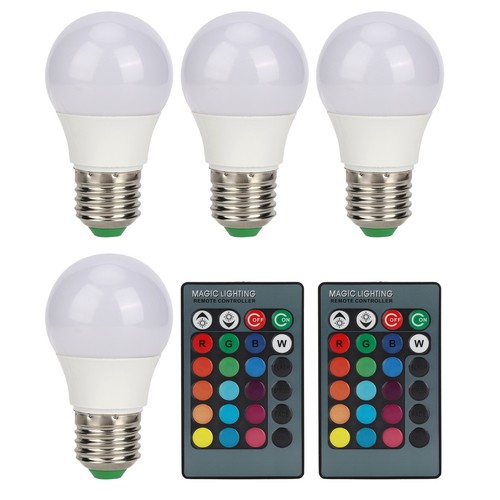 4pcs E27 RGB LED Light Bulbs Colorful Decorating Lamp With 2 Remote Controls US - Picture 9 of 21